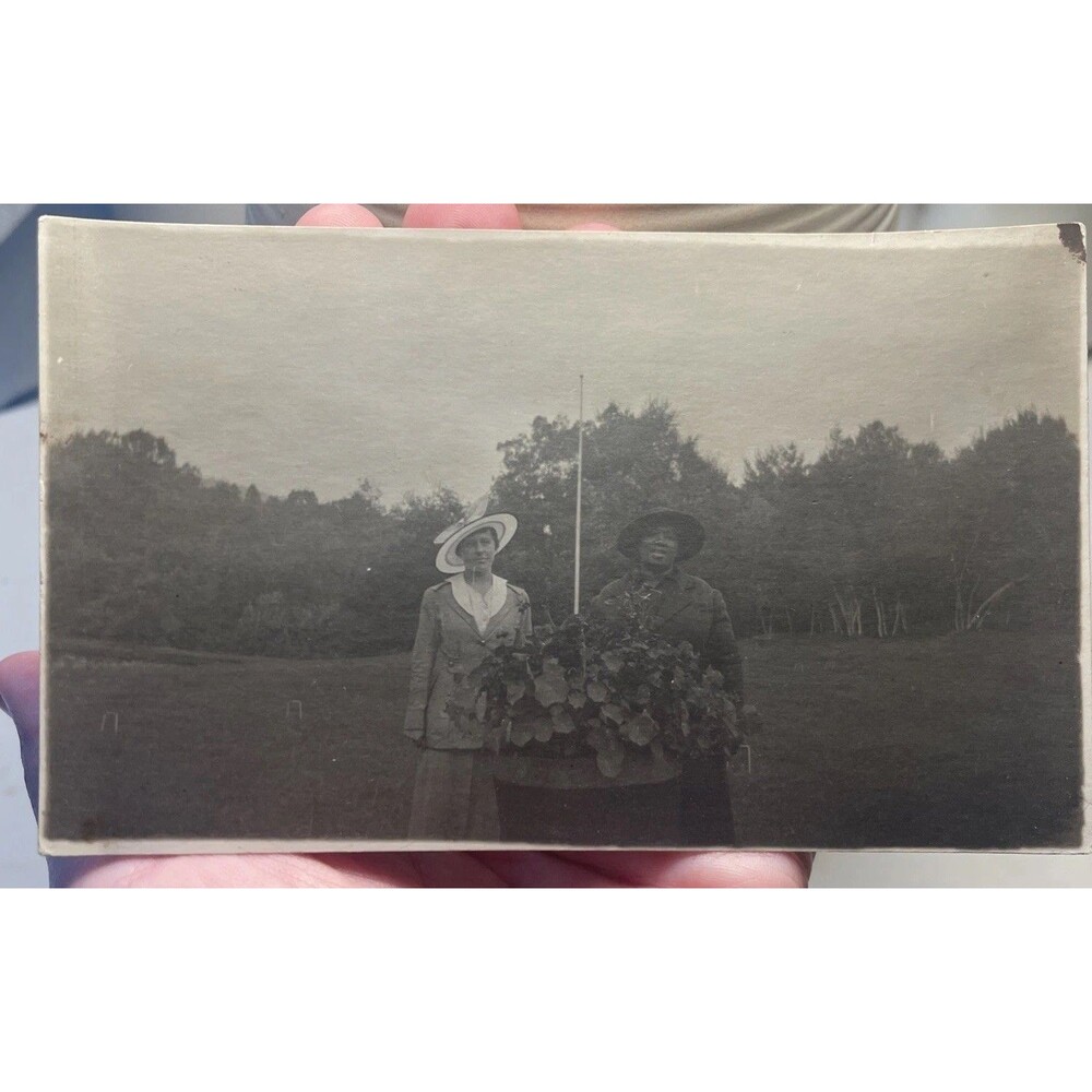 RPPC Early 1900s Two Women Croquet Field Edwardian African American/Caucasian